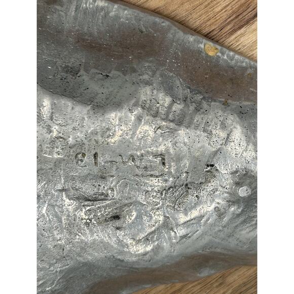 VTG Bruce Fox Pewter Leaf Shaped Catchall Dish Signed Handmade Metal Decor Tray - Picture 9 of 9